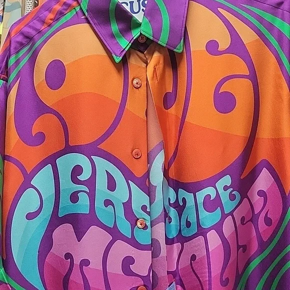 【Versace】Medusa ジャージビーチカバーアップ Versace | Tops | Versace Purple Silk Medusa Music Shirt